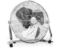 Vloerventilator 40 cm - 3 Snelheden - Kantelbare Kop - Metaal - Zilver.