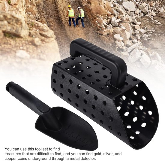 Metaaldetector Schep - Zeef Schep - Schatten Zoeken - Lichtgewicht ABS Materiaal - 29 cm Lengte - Zwart — afbeelding 2