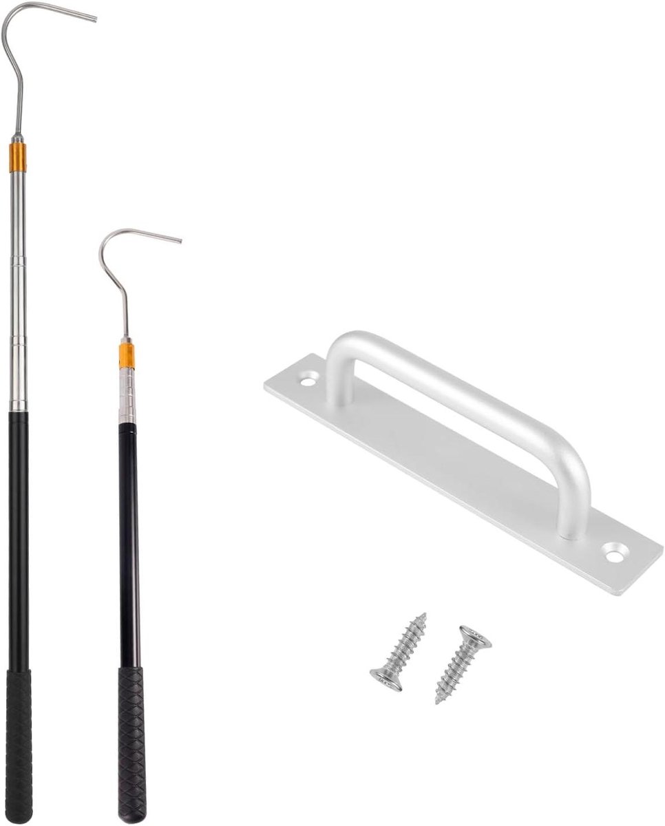 Zolderladder Systeem - Trekstang Kit - Zolder Toegang - Uitschuifbaar tot 164cm - 56cm Lengte - Zilver