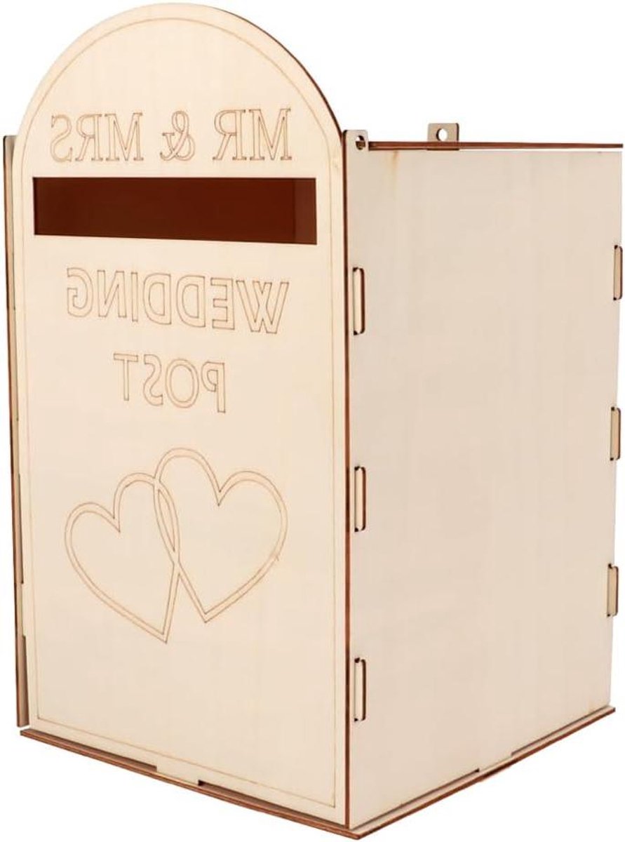Bruiloft Post Box - Houten Brievenbus - Cadeaukaarten Ontvangen - Uniek Ontwerp - 34 x 25 cm - Houtkleur