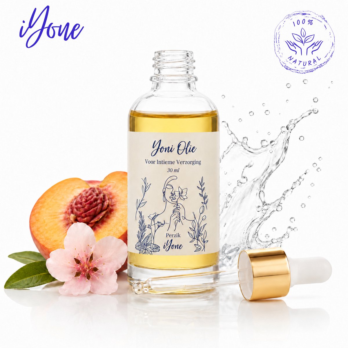 iYone Yoni Olie Perzik - Intieme Verzorging - 100% Natuurlijk - 30ml