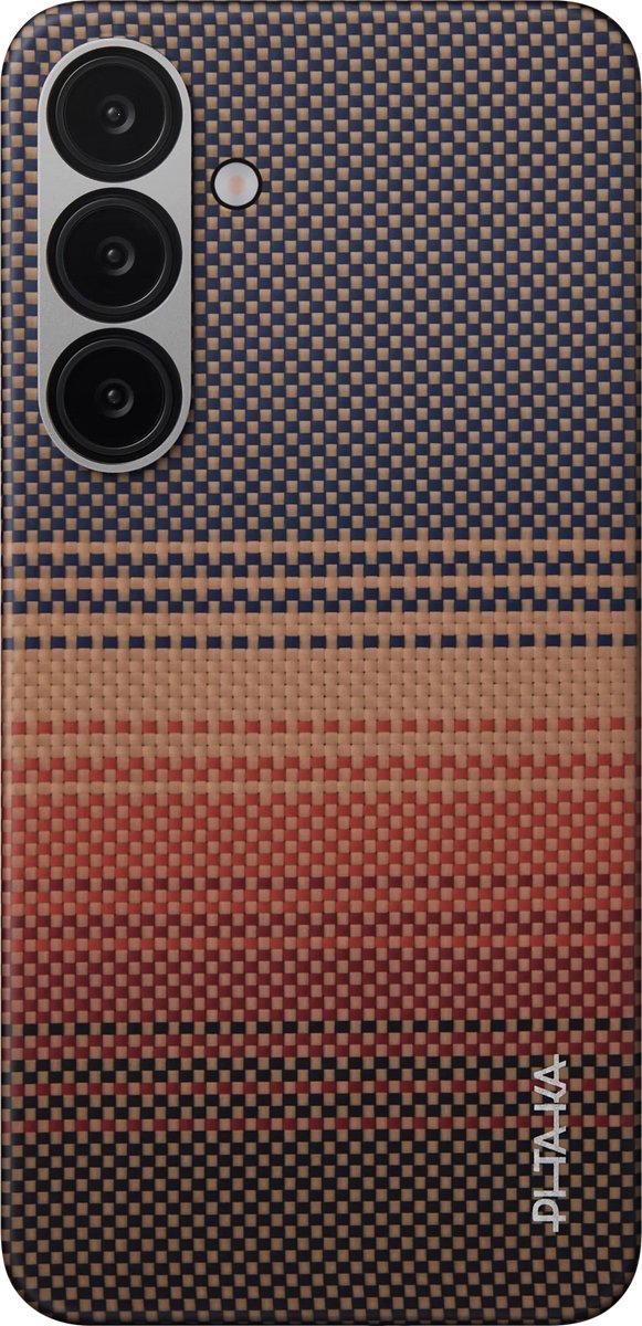 Pitaka Tactile hoesje Samsung Galaxy S25+ – Fusion Weaving voor kleurrijk en artistiek ontwerp – Amber Magnet Film voor naadloze en lichte integratie – Ultradun en slank met verbeterde bescherming - Oranje