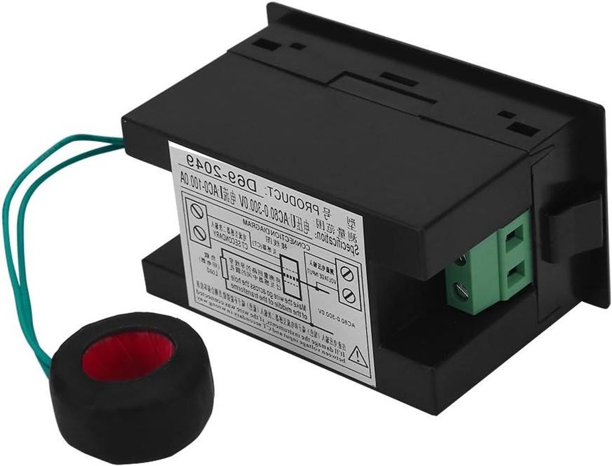 Digitale Spanningsmeter - Stroommeter Voltmeter - Energie Verbruik Meten - Kleur LCD Display - 100A - Groen