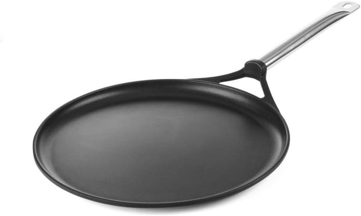 Crêpe Pan - Pannenkoekenpan - Lekkere Pannenkoeken Maken - Zeer Lage Rand - ø320mm - Zwart