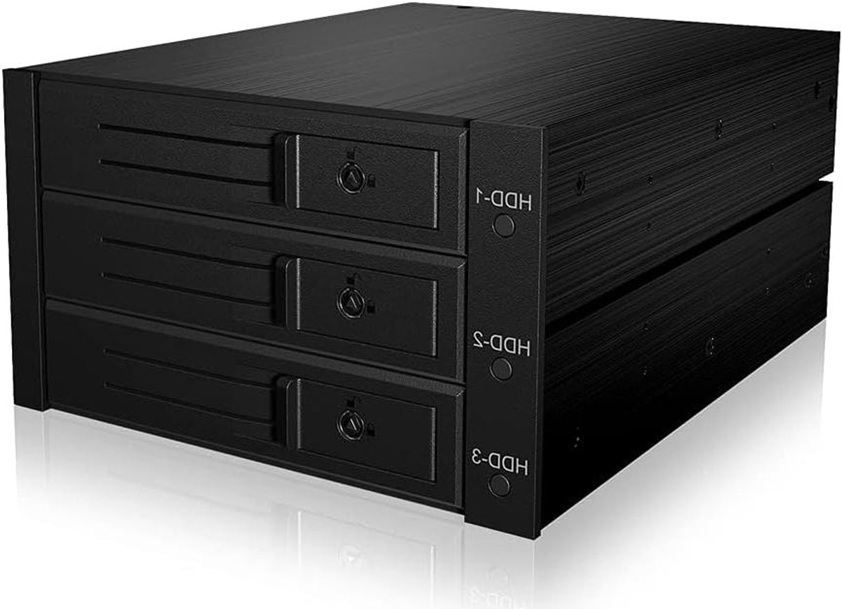 Backplane Harde Schijven - HDD Behuizing - Opslag Uitbreiden - Slot voor Beveiliging - 3 x 35 inch - Zilver