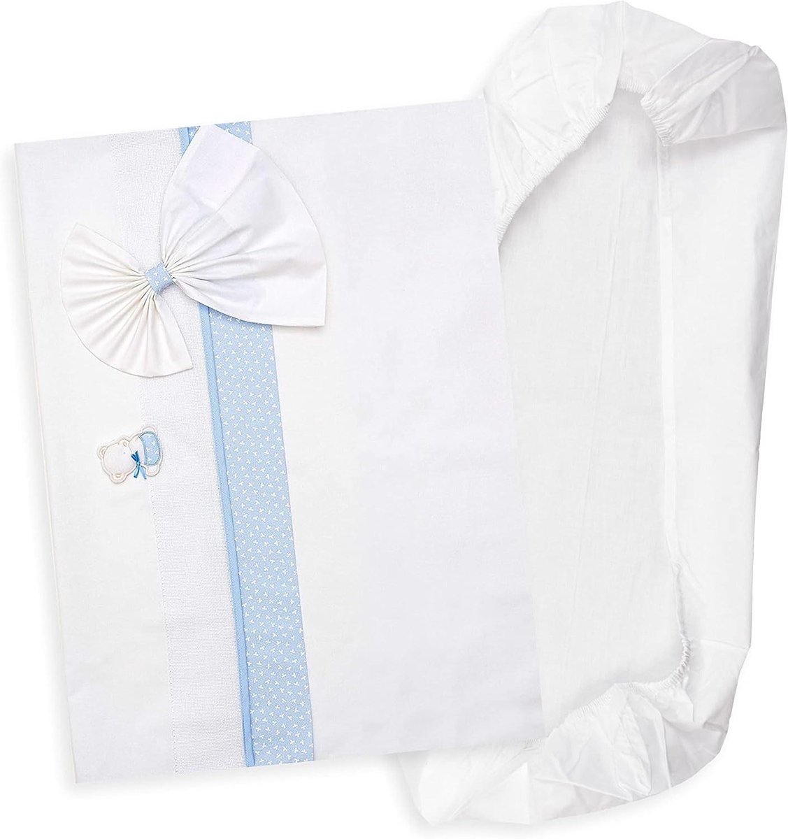 Kinderwagenbeddengoed Set - Baby lakens - Comfortabel slapen - 100% Katoen - 70 x 90 cm - Wit/Blauw