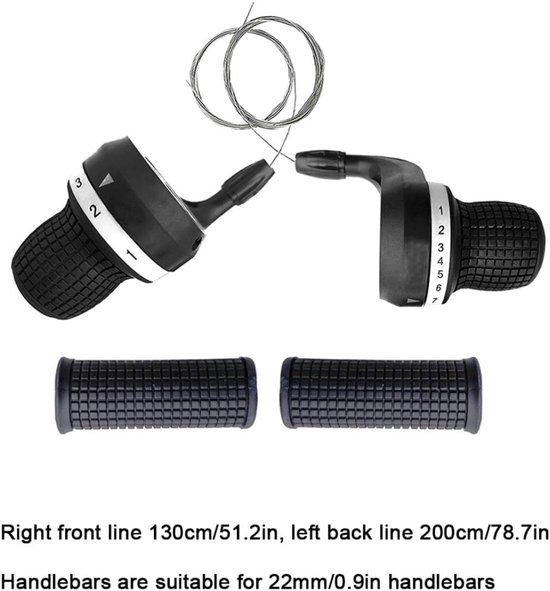 Fiets Shifter Set - Versnellingshendels Grip - Fietsen Onderhoud - Niet-slip Rubber Grip - 22 mm - Zwart — afbeelding 5
