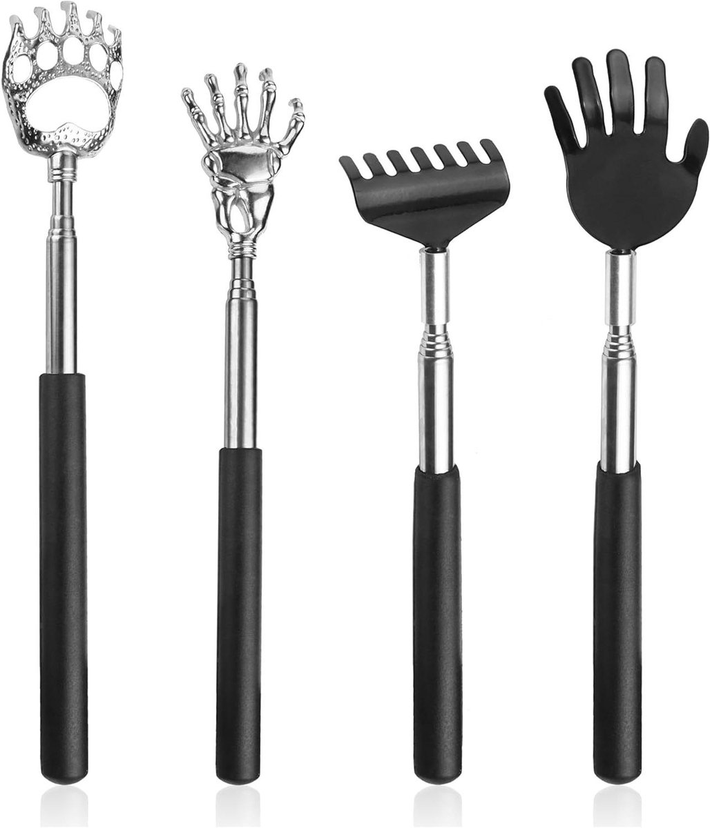 Telescopische Ruggenkrabbers - Uitschuifbare Krabbers - Jeuk Verlichten - Roestvrij Staal - 20-68 cm - Zwart