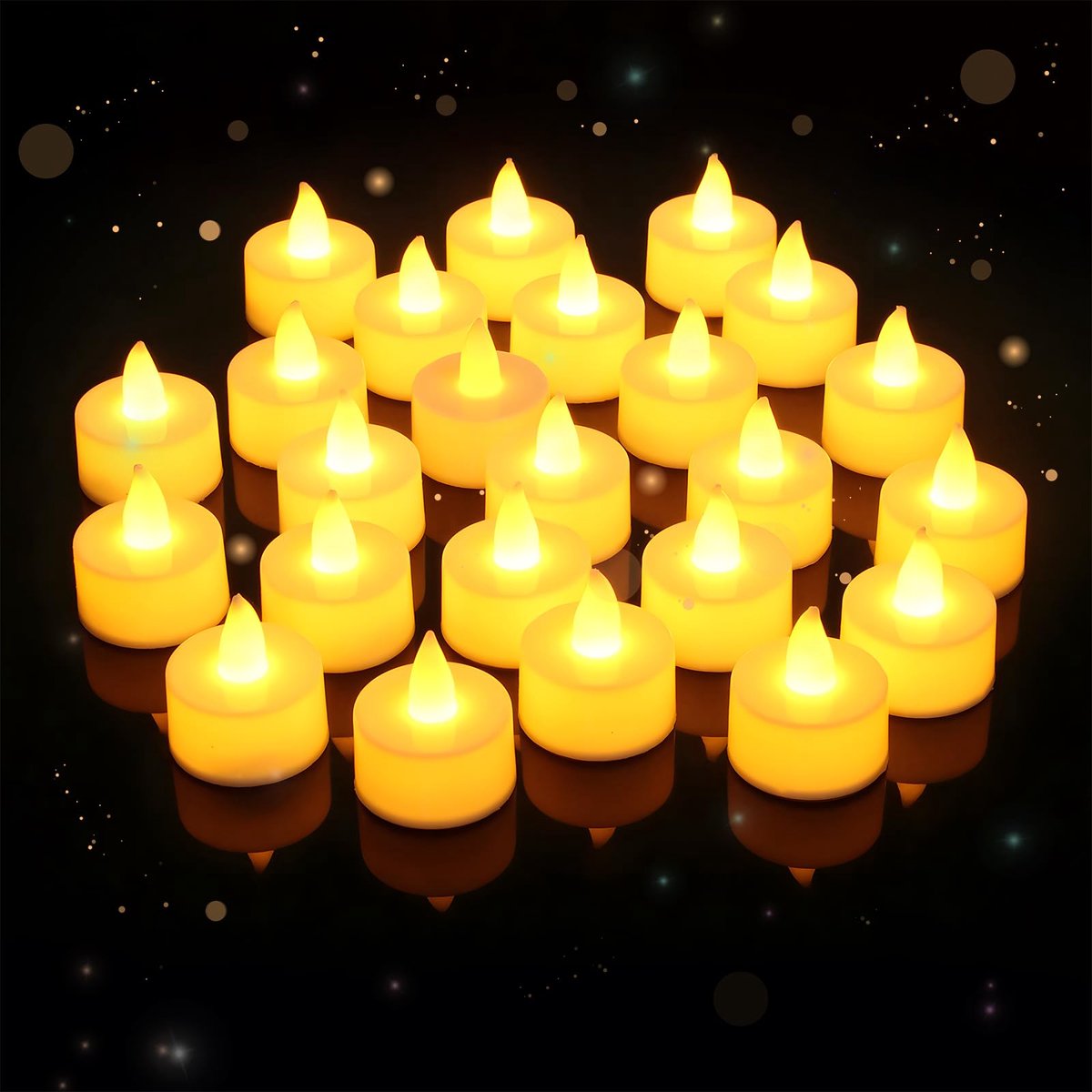 24 stuks led-theelichtjes, warme theelichtjes, led, vlamloze simulatie, elektrische theelichtjes, led-theelicht voor feestjes, biechten, dates, woninginrichting (diameter 3,7 cm x h 4,1 cm)