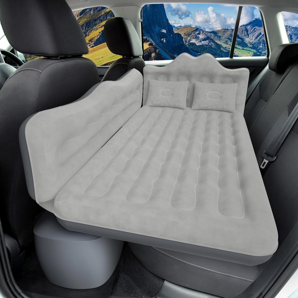 Opblaasbare Auto Matras - Luchtbed Auto - Comfortabel Reizen - Universeel Geschikt - 175 x 76 x 15 cm - Grijs