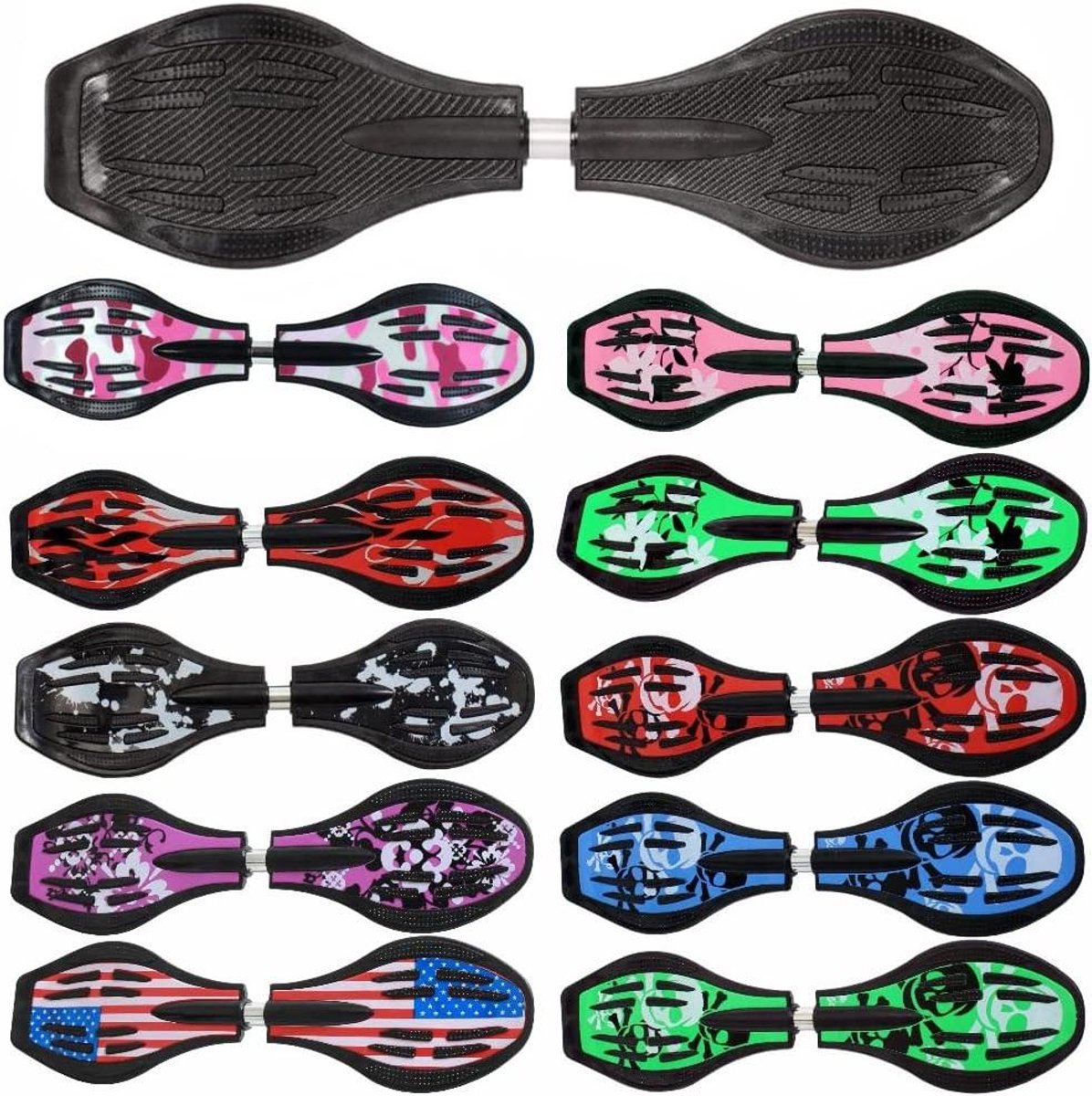 Waveboard Casterboard Streetboard Buiten skateboarden ABEC9 kogellagers 86 cm Carbon-look