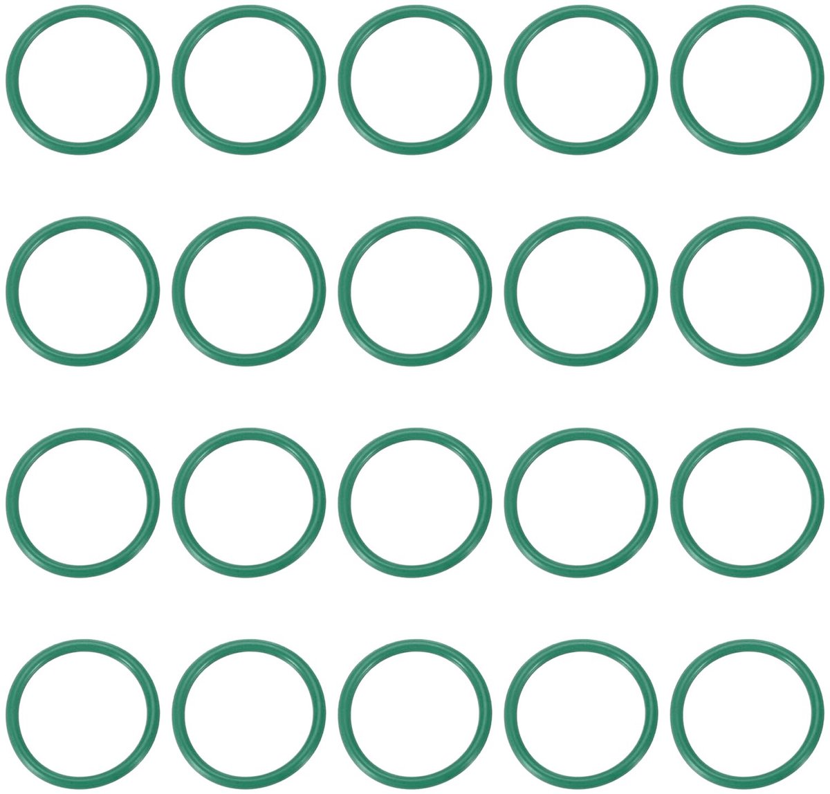 O-ring van fluorescerend rubber, 17 mm OD 14 mm ID 1,5 mm breed, 20 stuks metrische afdichting, FKM, vervanging voor sanitair, ventielen, kraanbuizen, groen