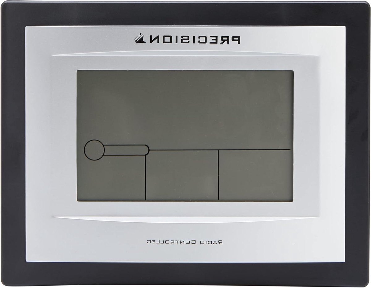 Radiogestuurde Wandklok - Wekker Kalender - Tijdweergave Thuis - Maanfase Temperatuur - 23 x 19 cm - Wit