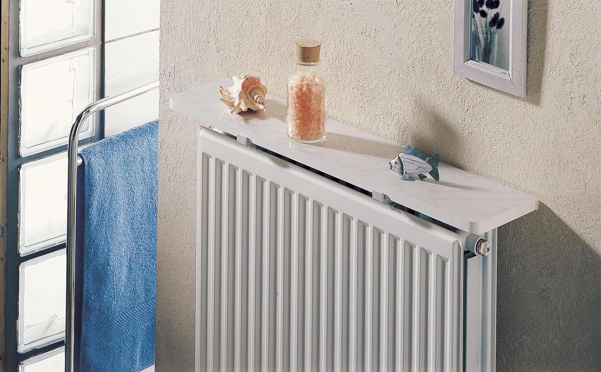 Omkeerbare Radiatorplank Melamine Wit/Hacienda 120x12 cm - Warmtebestendig en Eenvoudig te Monteren