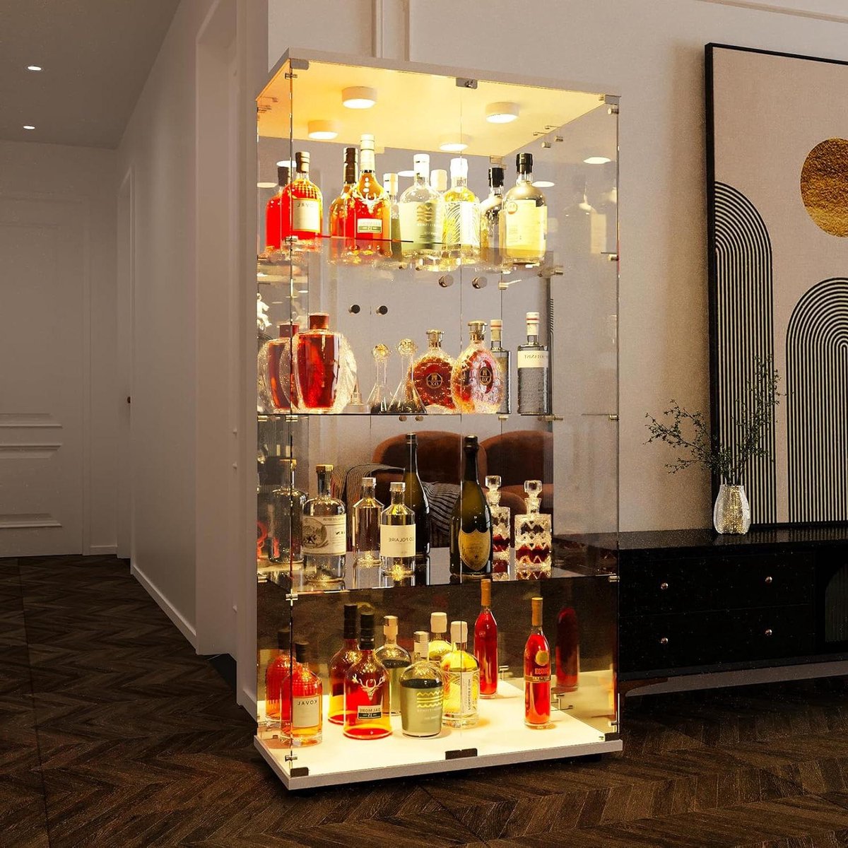 Glazen Vitrinekast - Displaykast Verzameling - Verzamelingen Tonen - Met Slot en LED - 80 x 36 x 164 cm