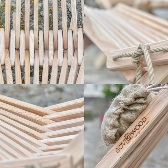 Inklapbare Houten Ligstoel Ergonomisch voor Tuin en Binnen — afbeelding 3