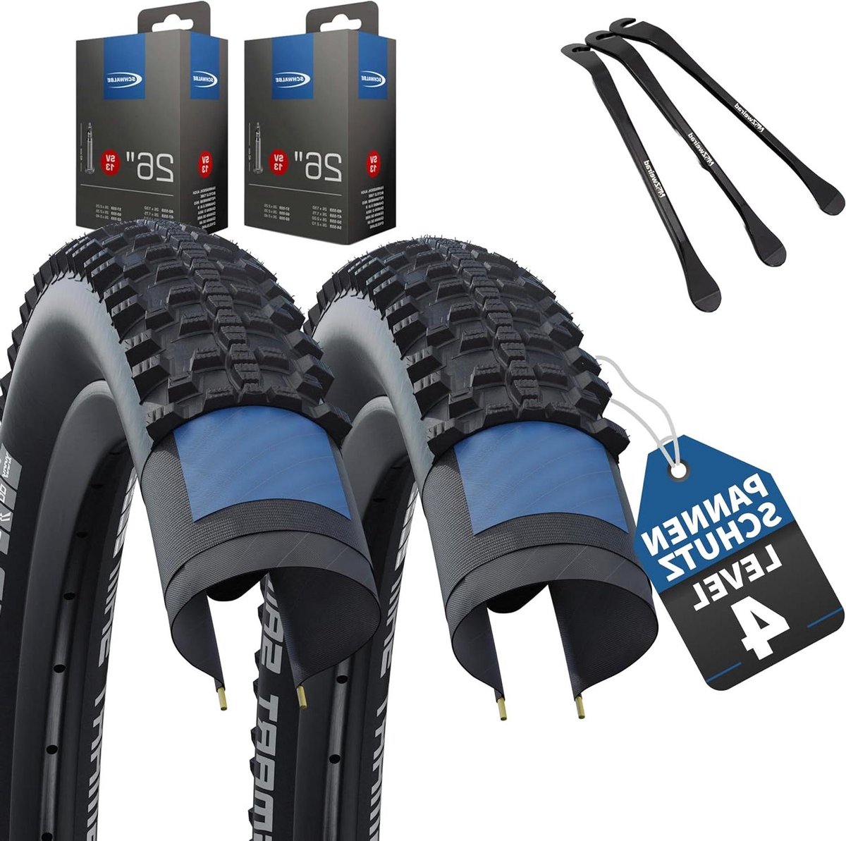 Fietsbanden Set - Banden en Slangen - Mountainbiken - Optimale Offroad Grip - 26 x 2.25 inch - Zwart