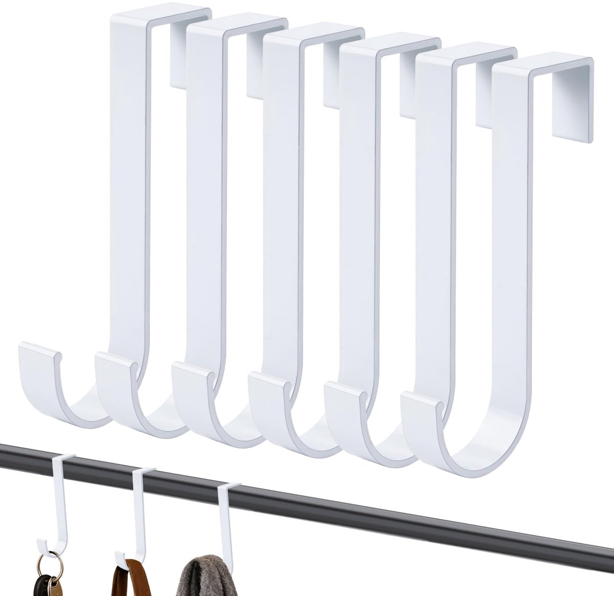 Haken voor handdoekradiator, 6 stuks, haken, verwarming, badkamerradiator, wit, radiatorhaken, ruimte-aluminium, handdoekhaken, radiator met zwarte schuimpads, verwarmingshaken voor handdoeken