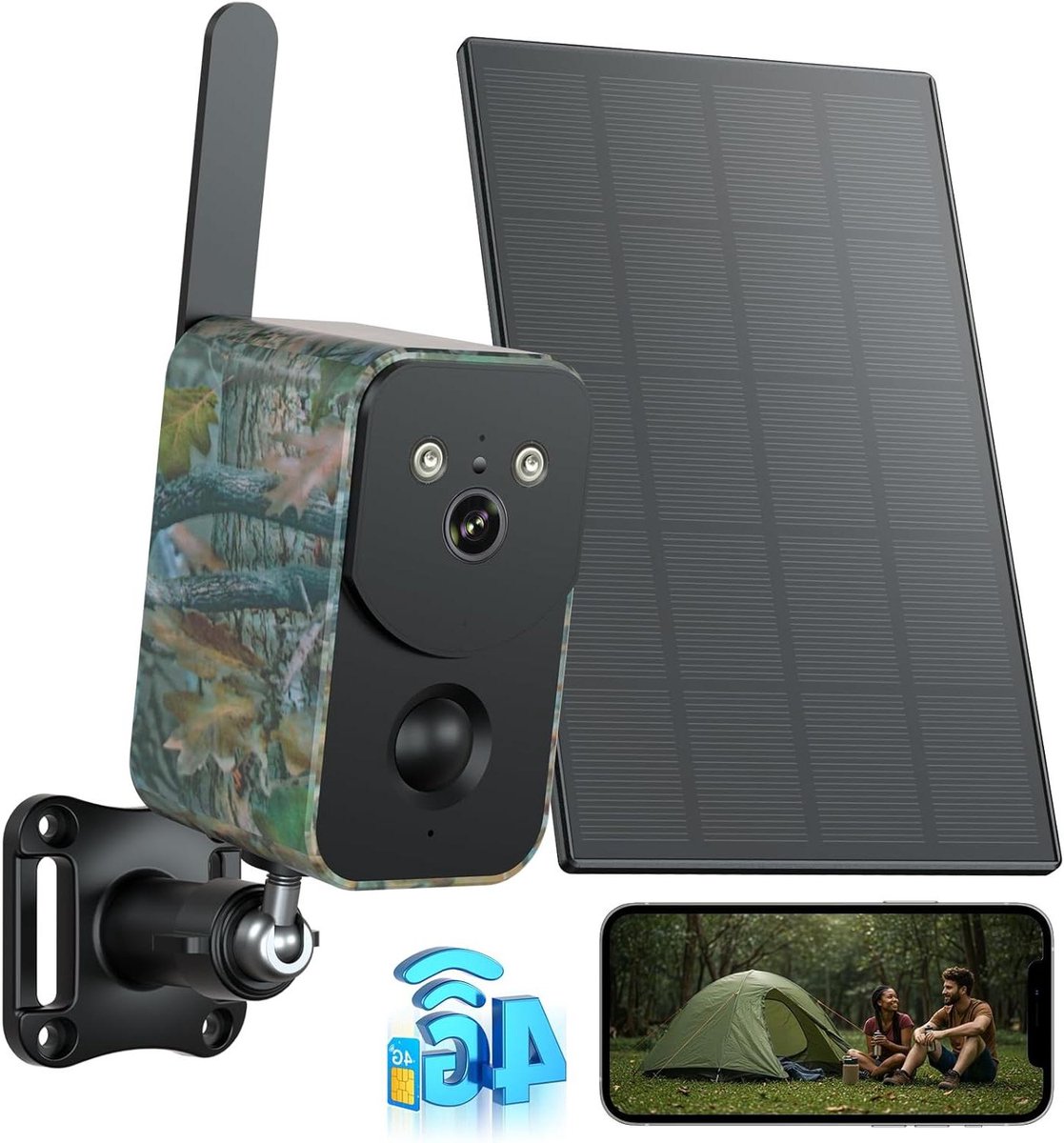 4G LTE Wildcamera - Buiten Beveiligingscamera - Locatie Bewaken - Zonne-energie Werking - 2K Resolutie - Zwart