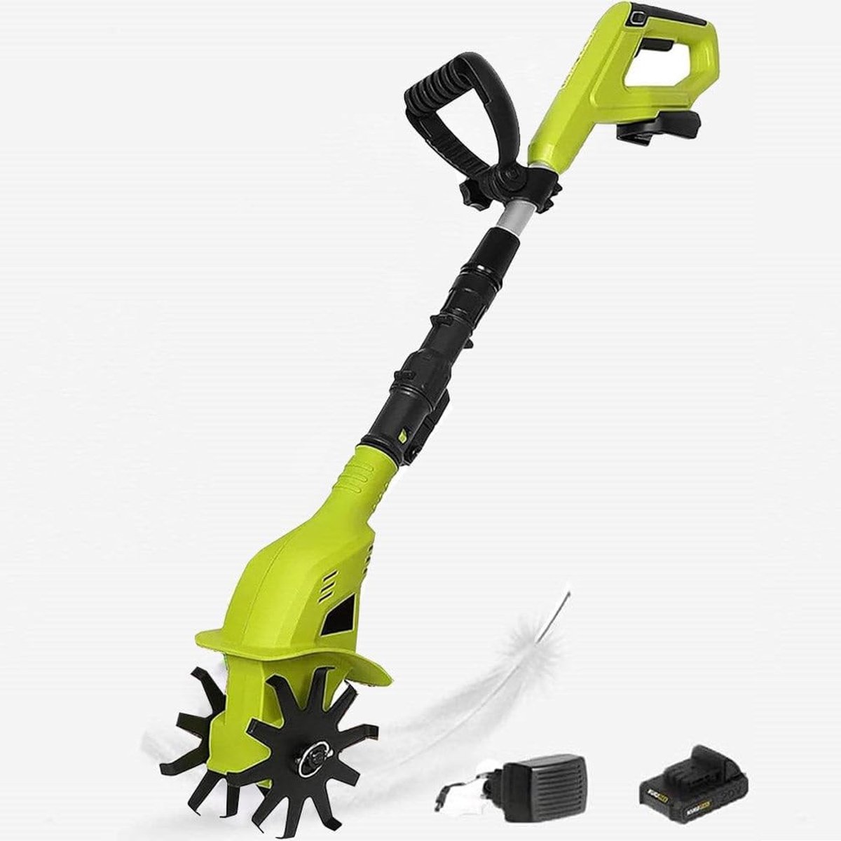 Tuinfrees Elektrisch - Snoerloze Frees - Grond Losmaken - Verstelbare Lengte - 10cm Breed - Groen