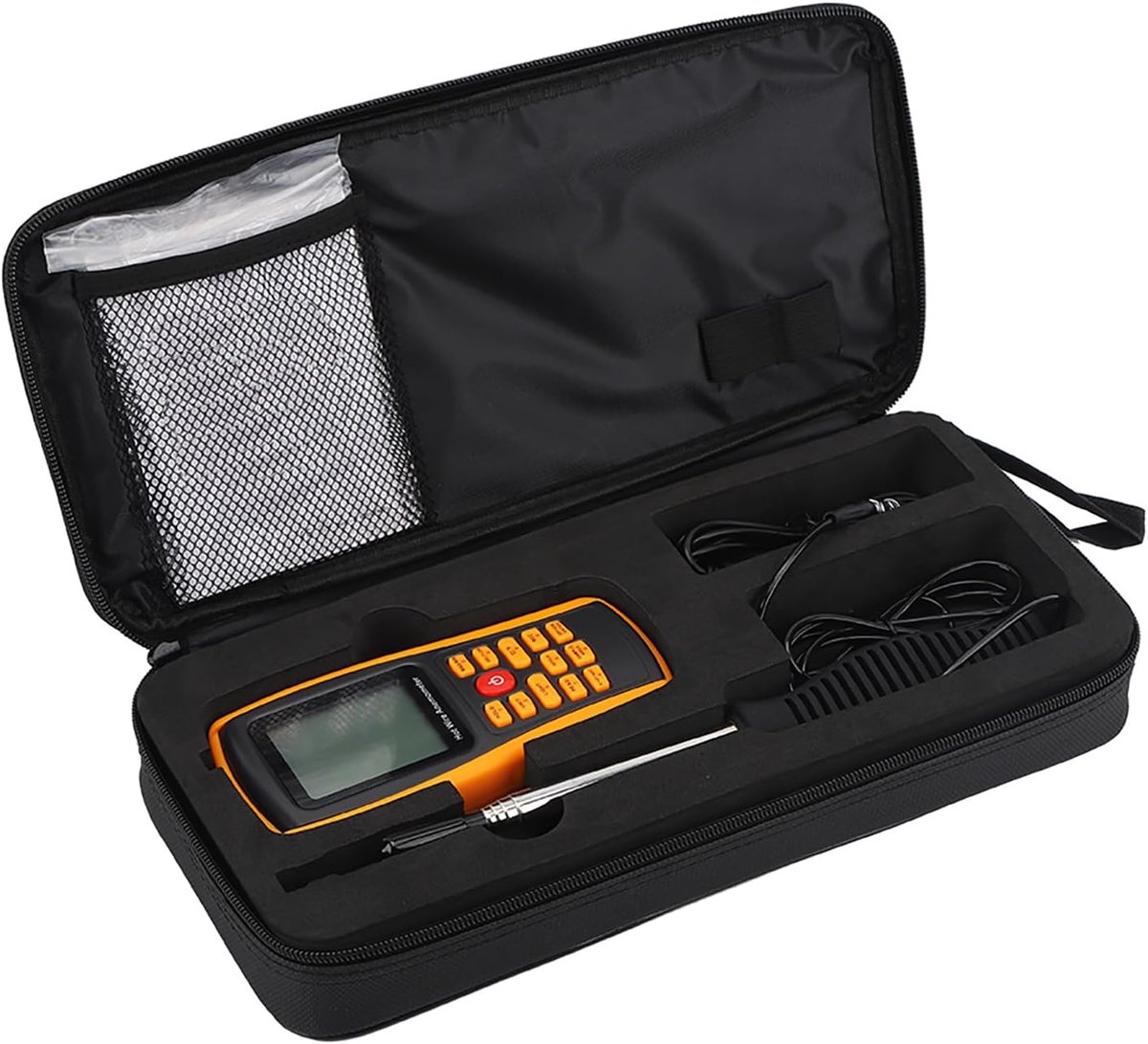 Digitale Windmeter - Luchtstroommeter Temperatuurmeter - Buitenactiviteiten Meten - LCD Achtergrondverlichting - 16.8 x 7.2 x 3.7 cm - Zwart