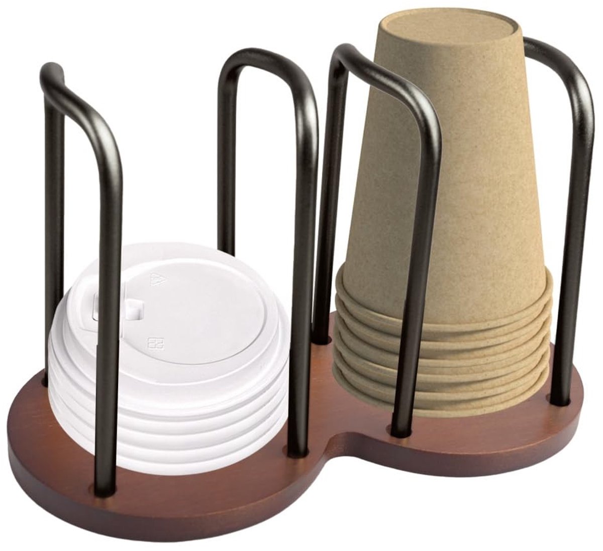 Dailygoods- Bekerdispenser met dubbele compartimenten - Dekselhouder - Papieren bekers - Kantoor - Keuken - Sportschool - Bekershouder