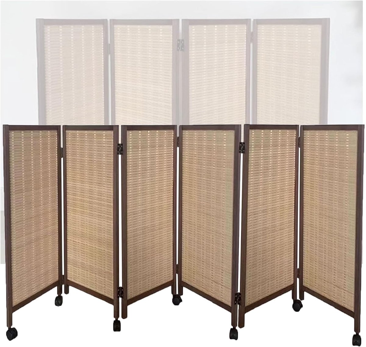 Ruimteverdeler Bamboe - Opvouwbaar Scherm - Privacy Creëren - Met Wieltjes - 120 x 40 cm - Bruin