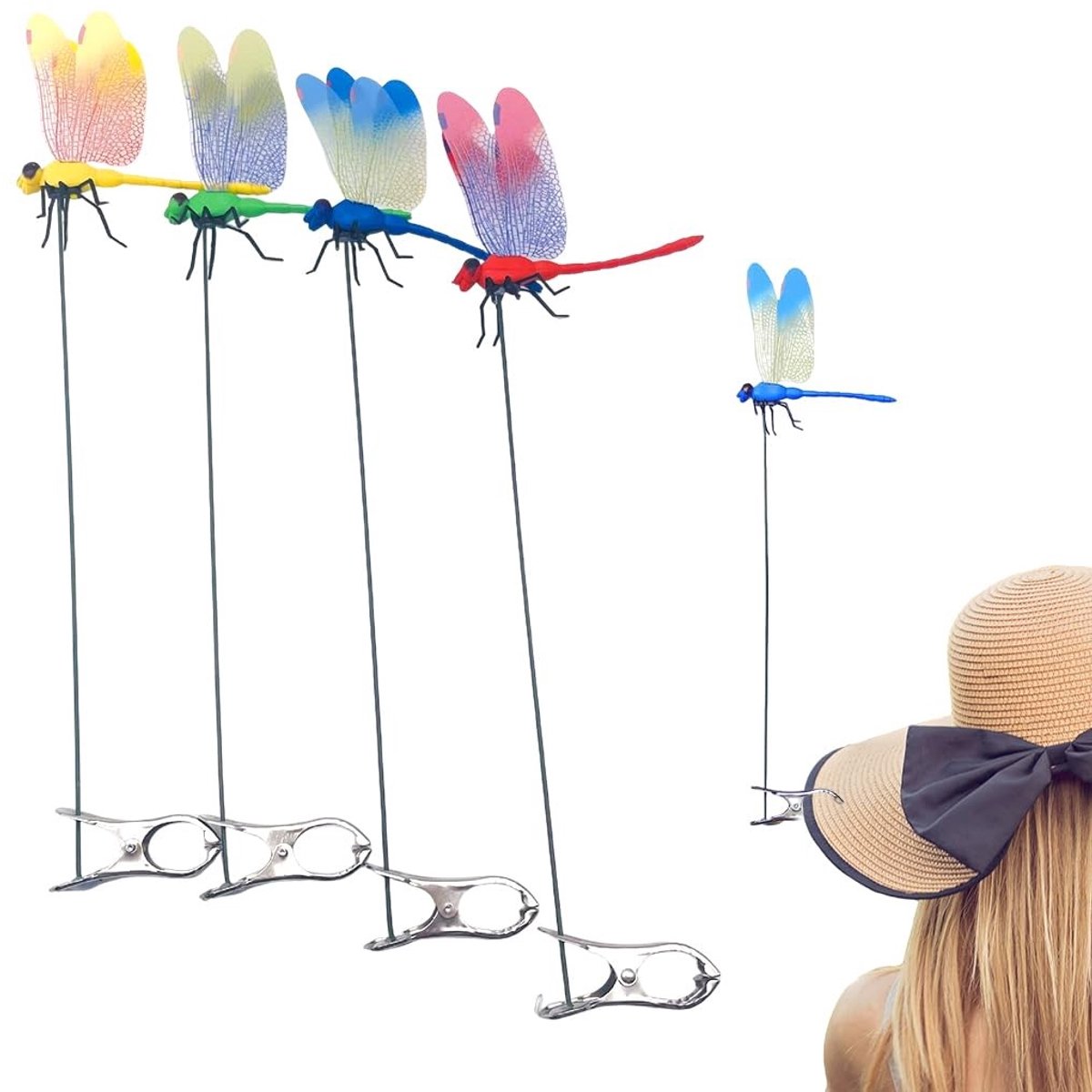 Dailygoods - 4 Stuks 12 cm Kunstlibellen Tuindecoratie