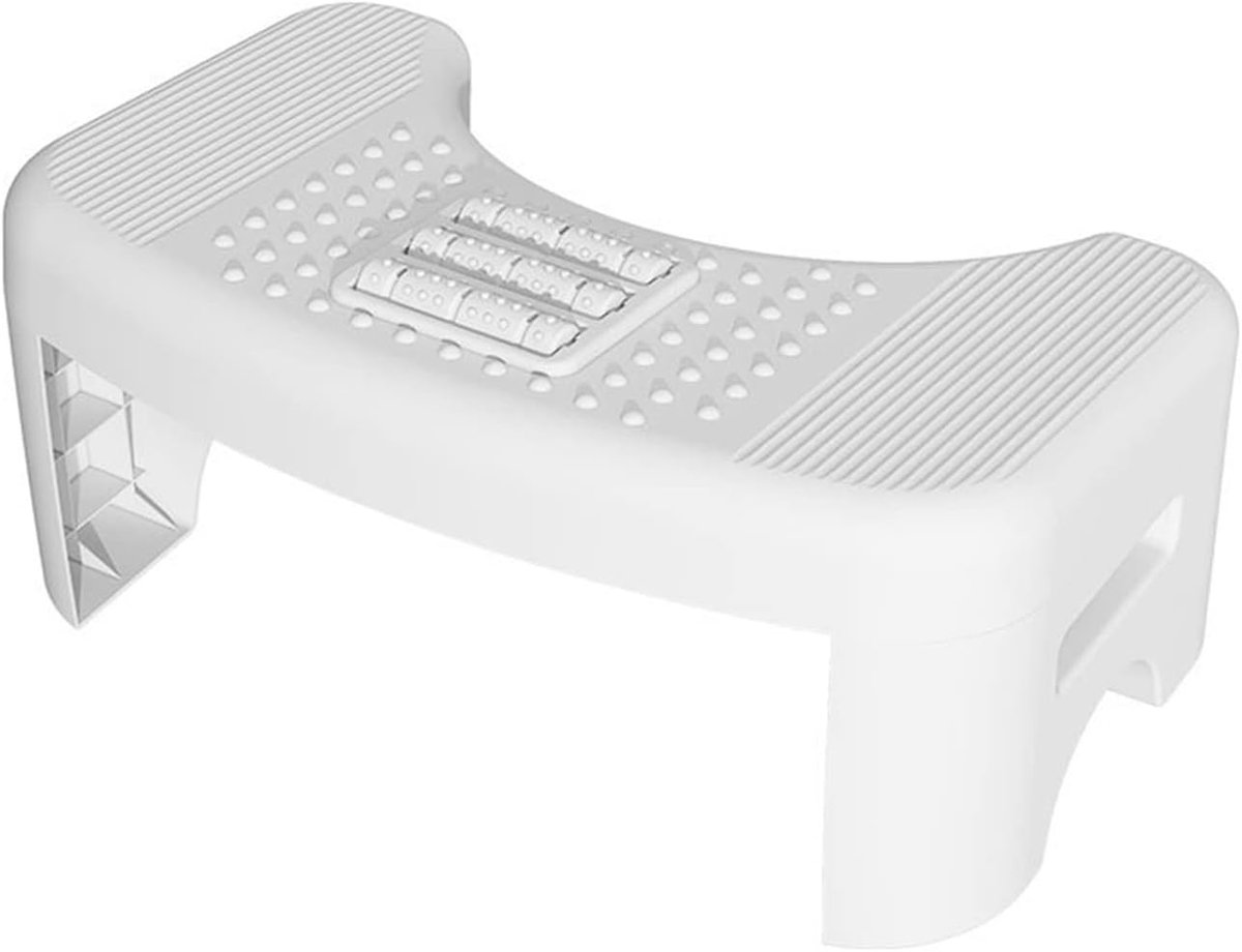 Voetenbank Plastic - Badkrukje Toilet - Ondersteuning Zitten - Gladde Afgeronde Hoeken - Zoals Afgebeeld - Wit