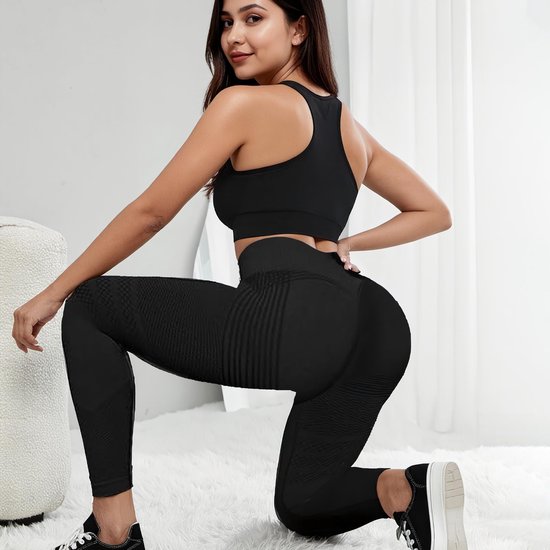 Dailygoods- Compressielegging Dames Hoge Taille - 3D Compressielegging - Naadloos - Sportbroek - Yoga - Vormgevend - Sportlegging van Dailygoods — afbeelding 5