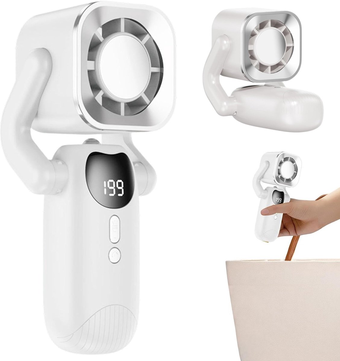 Draagbare Ventilator - 4000mah Handventilator Met Koelplaat - Opvouwbare Mini-Ventilator Met LED-Zaklamp & 199 Versnellingen - Persoonlijke Ventilator