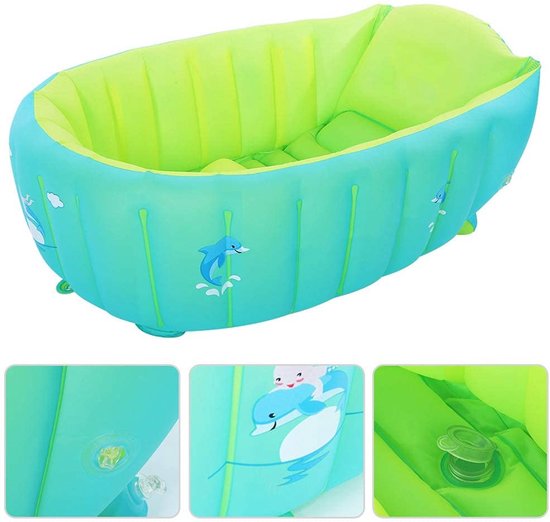Dailygoods- Babybadkuip Opblaasbaar - Draagbaar - Antislip - Opvouwbaar - Geschikt voor 0-6 jaar - PVC Materiaal - Afmetingen 90 x 55 x 30 cm - Opblaasbad van Dailygoods — afbeelding 4