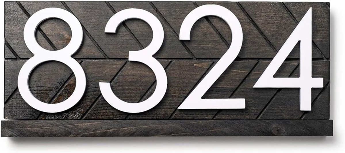 Huisnummer Bord - Adresplaat Hout - Decoratie Buiten - Gepersonaliseerd Ontwerp - 25.4 x 12.7 cm - Mat Hout