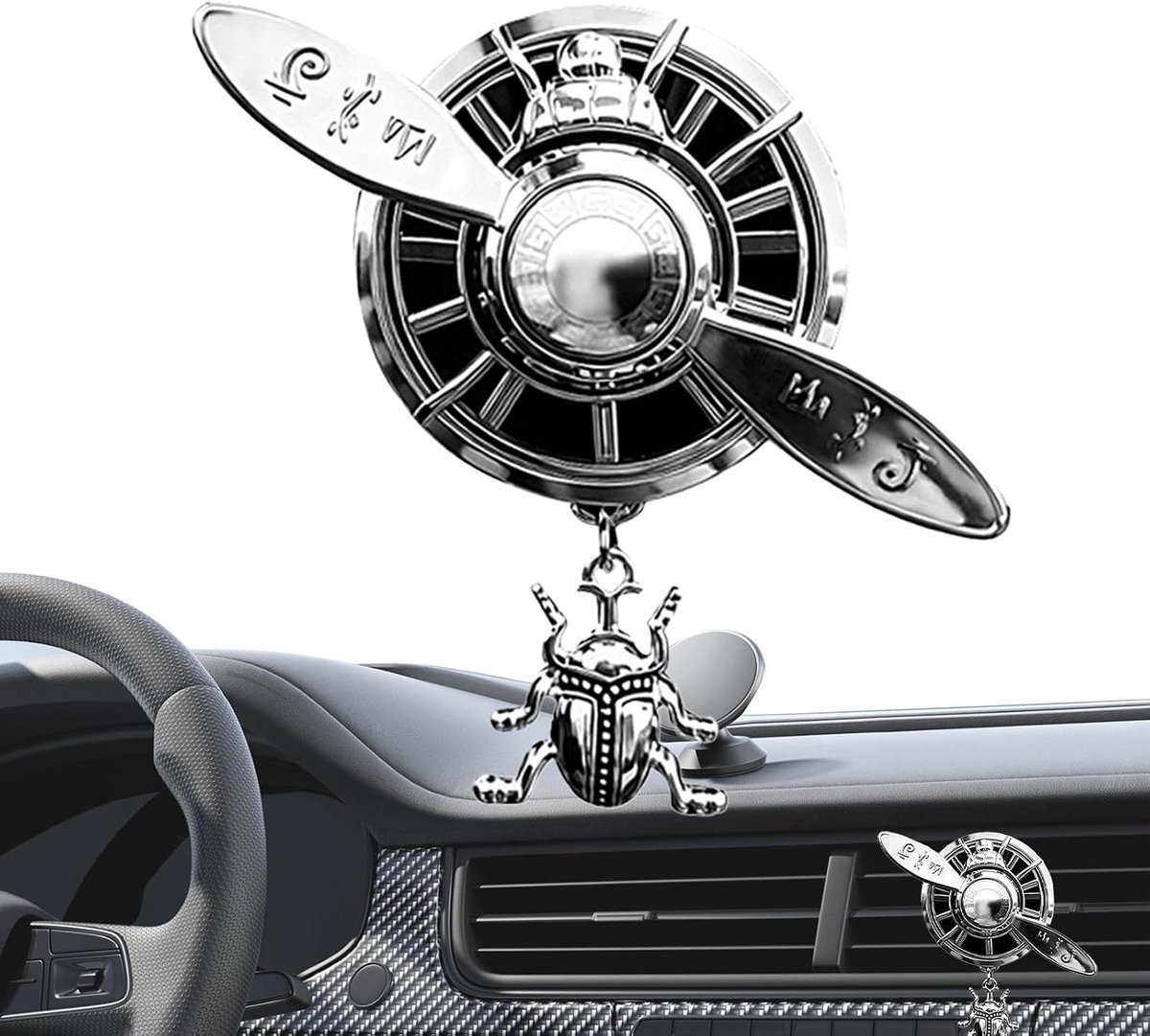 Auto Luchtverfrisser - Ventilatie Clip - Auto Interieur - Stille Rotatie Propeller - 12 x 6 x 3 cm - Zilver