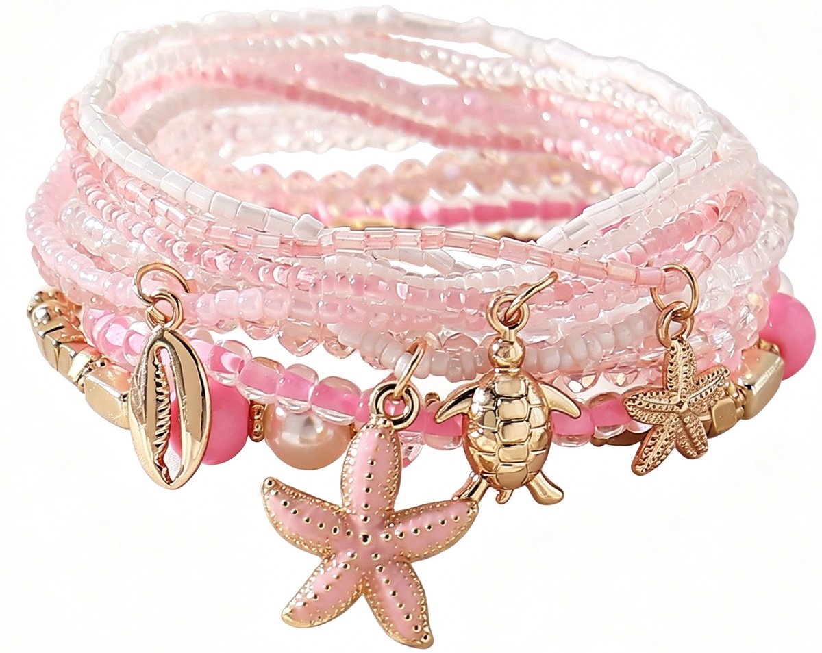 Armbandenset - zeester - roze