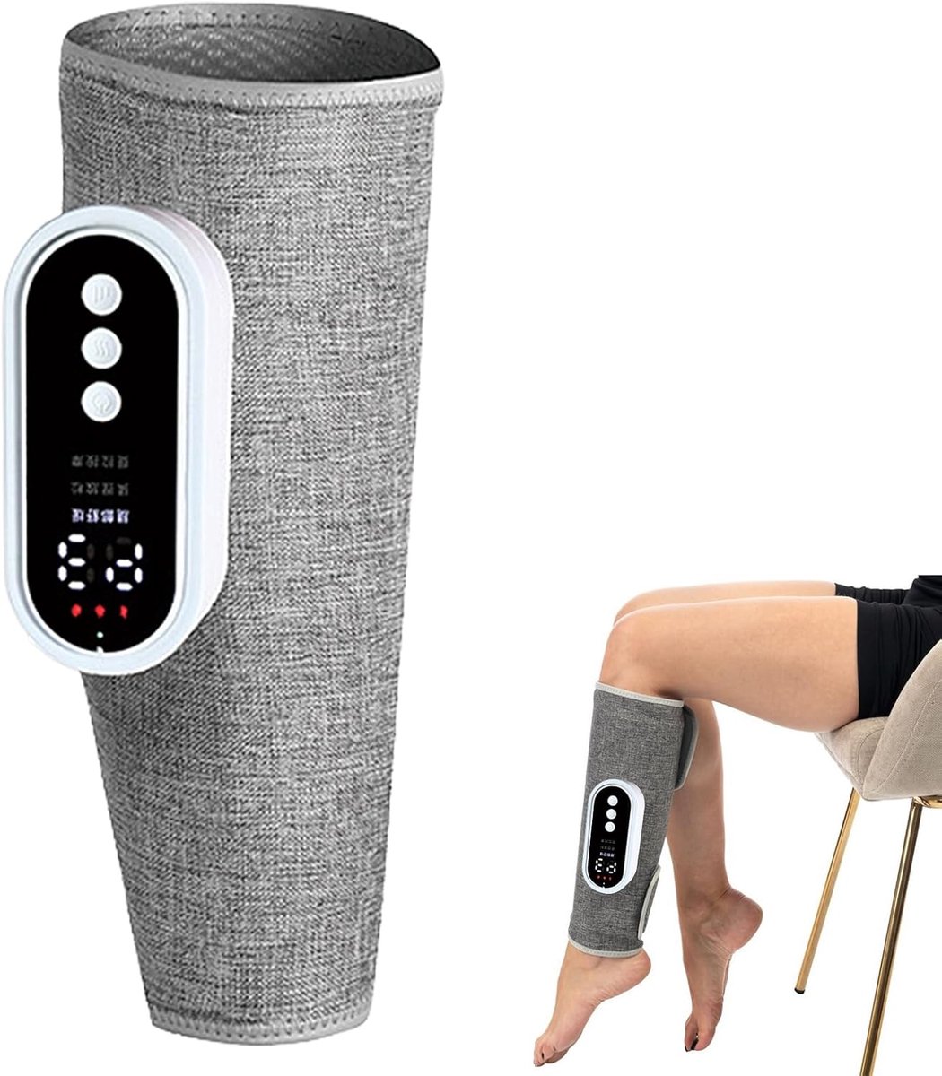 Draadloos Beenmassageapparaat - Kuitmassage - Spierontspanning Benen - Met Warmtefunctie - Verstelbare Maat - Grijs