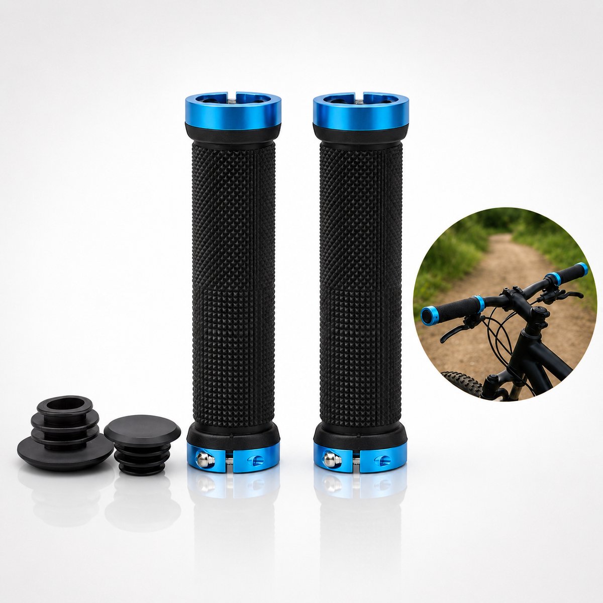 Luxamore Velogrip Fietshandvatten Blauw – Lock-On Stuurhandvatten met Extra Grip & Antislip – Voor Fiets, Mountainbike & E-bike