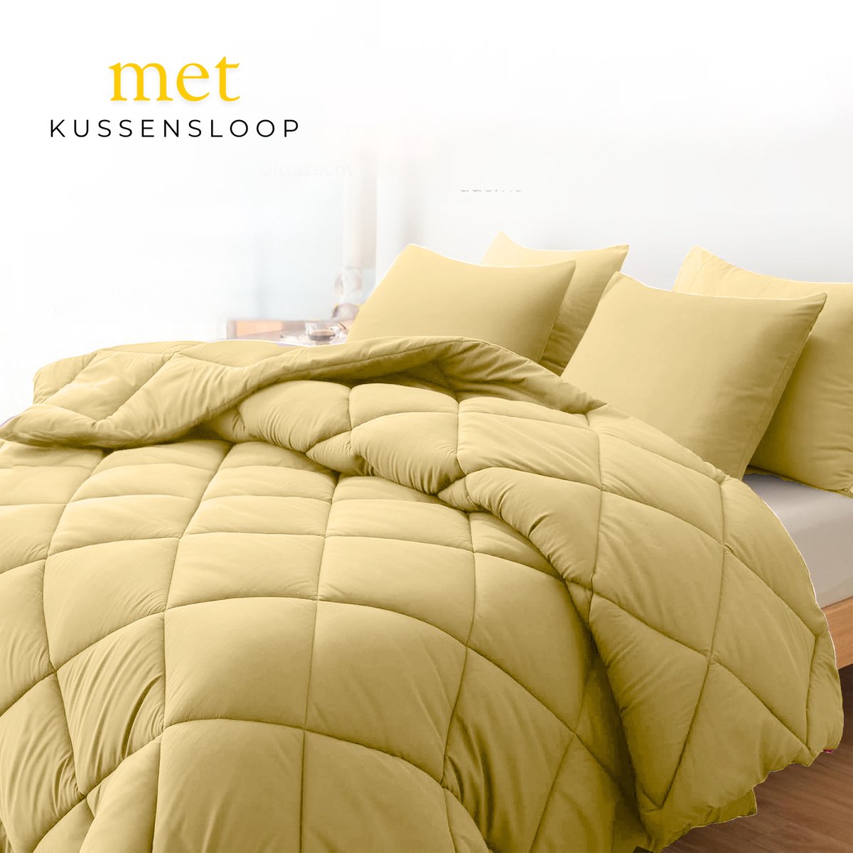 Sleep Comfy - Deluxe 2-in-1 All Year Dekbed - 200x220 cm - Taupe - met 2 Kussenslopen 60x70 cm - Dekbed zonder overtrek - Ademend & Anti Allergie - Hoesloos Dekbed - Stijl, Comfort en Innovatie voor Elke Dag & Nacht - Camping & In de Caravan