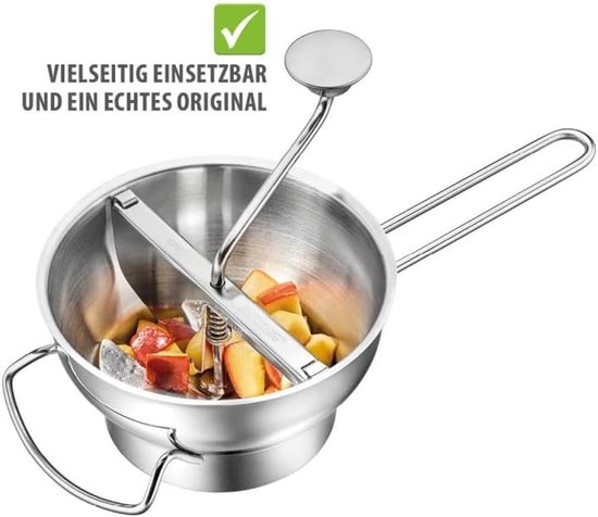 Passeerapparaat Keuken - Apparaat Passen - Fruit Groenten Passen - Drie RVS Schijven - 2 Liter Volume - Zilver — afbeelding 5