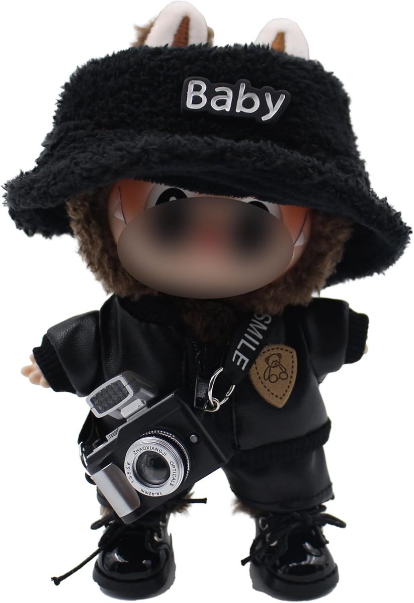Poppenkleding Set - Accessoires Set - Poppen Aankleden - Handgemaakt Ontwerp - 17cm Poppen - Zwart