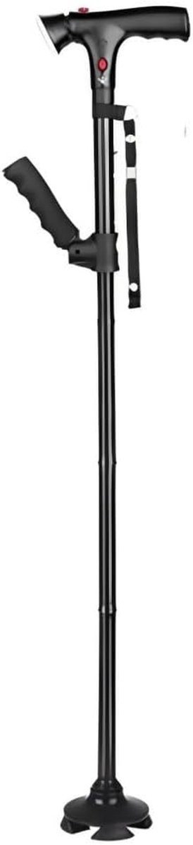 Opvouwbare Stok - Wandelstok Met Licht - Veilig Lopen - Alarm Functie - Verstelbaar 84-96cm - Zwart