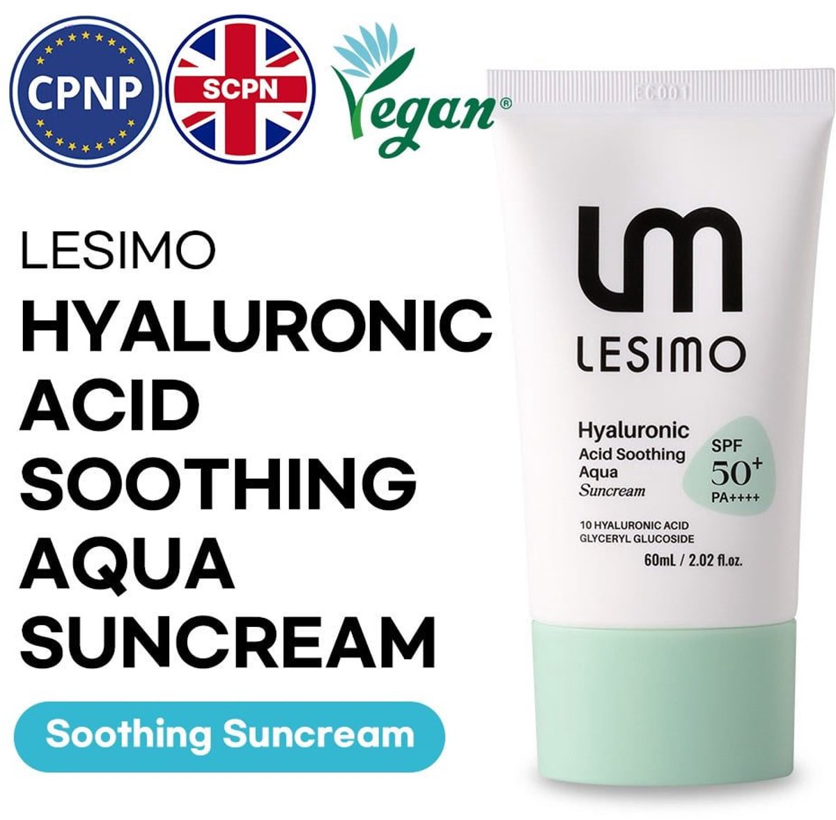 Lesimo Hyaluronzuur KOREAN Zonnebrandcrème Verzachtende Crème (SPF 50+, PA+)