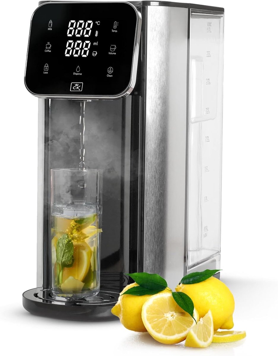 Heetwaterdispenser - Direct warm water - Snel thee zetten - 7 temperatuurkeuzes - 3 Liter - Grijs