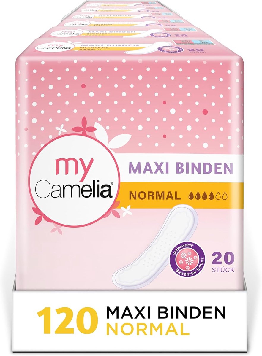 Maxi maandverband - Normaal comfort - Betrouwbare bescherming - Zijdezacht oppervlak - 20 stuks per pak - null