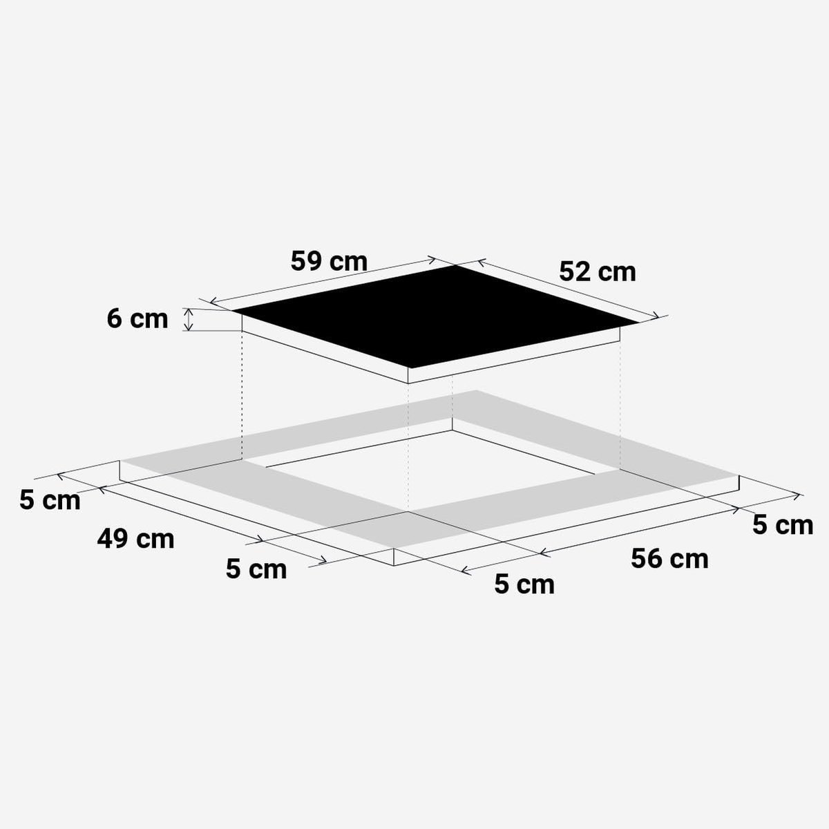 Inductie kookplaat - 3 pits - Snel koken - Boost functie - 59 cm breed - Zwart