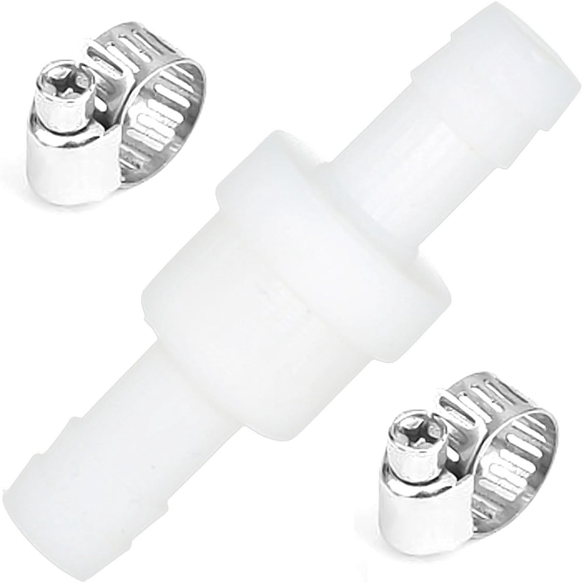 Dailygoods- Terugslagventiel 10 mm - Inline Ventiel - Slangklemmen - Hittebestendig Kunststof - Corrosiebestendig Roestvrij Staal - Voor Water/Gas - Afvoerventiel