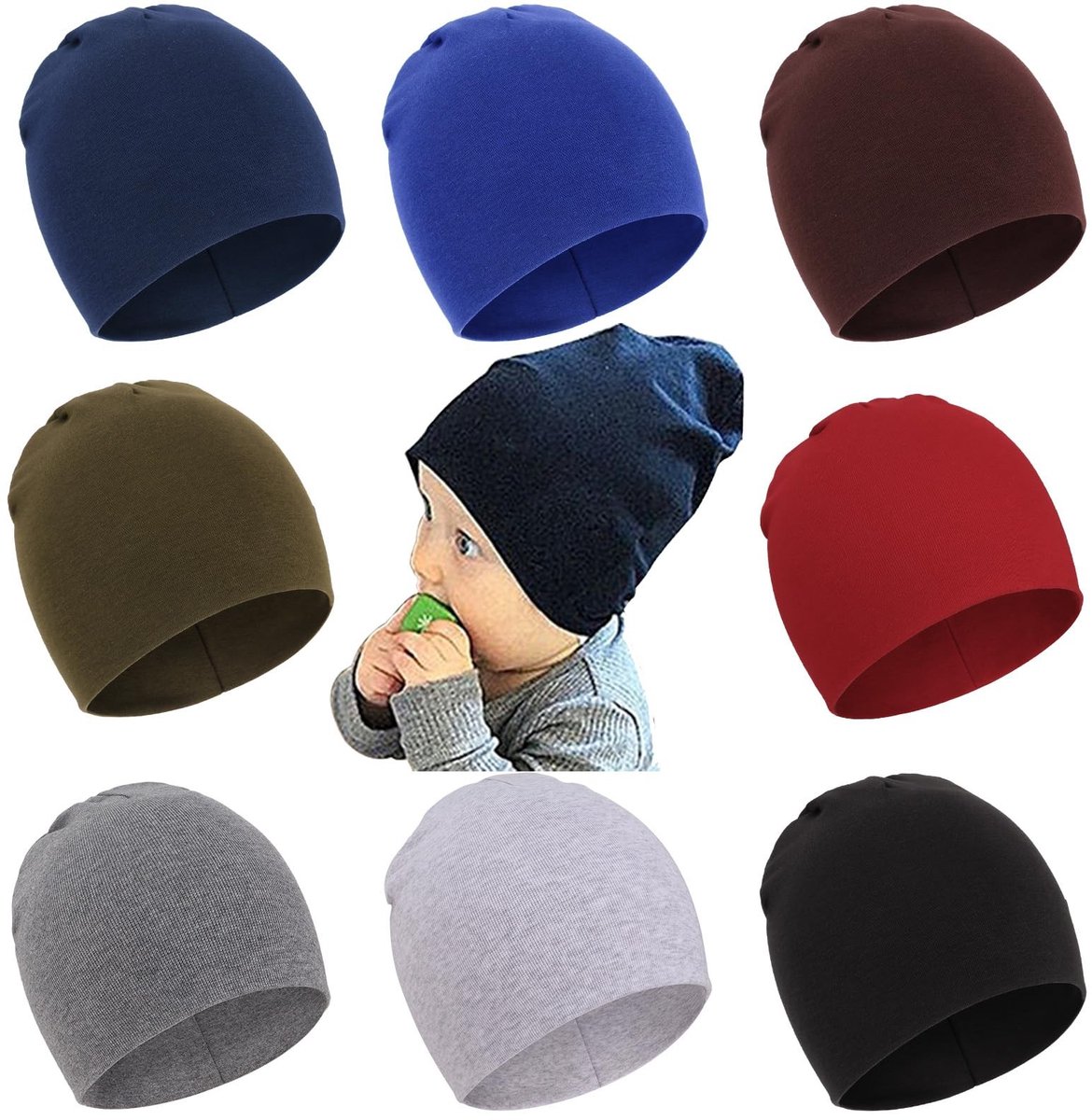 Dailygoods- Baby Beanie Zacht Gebreid - 8 Pak - Baby Muts - Baby Mutsjes Newborn - Comfortabel - Duurzaam - Warmte voor Hoofd en Oren - Babymuts