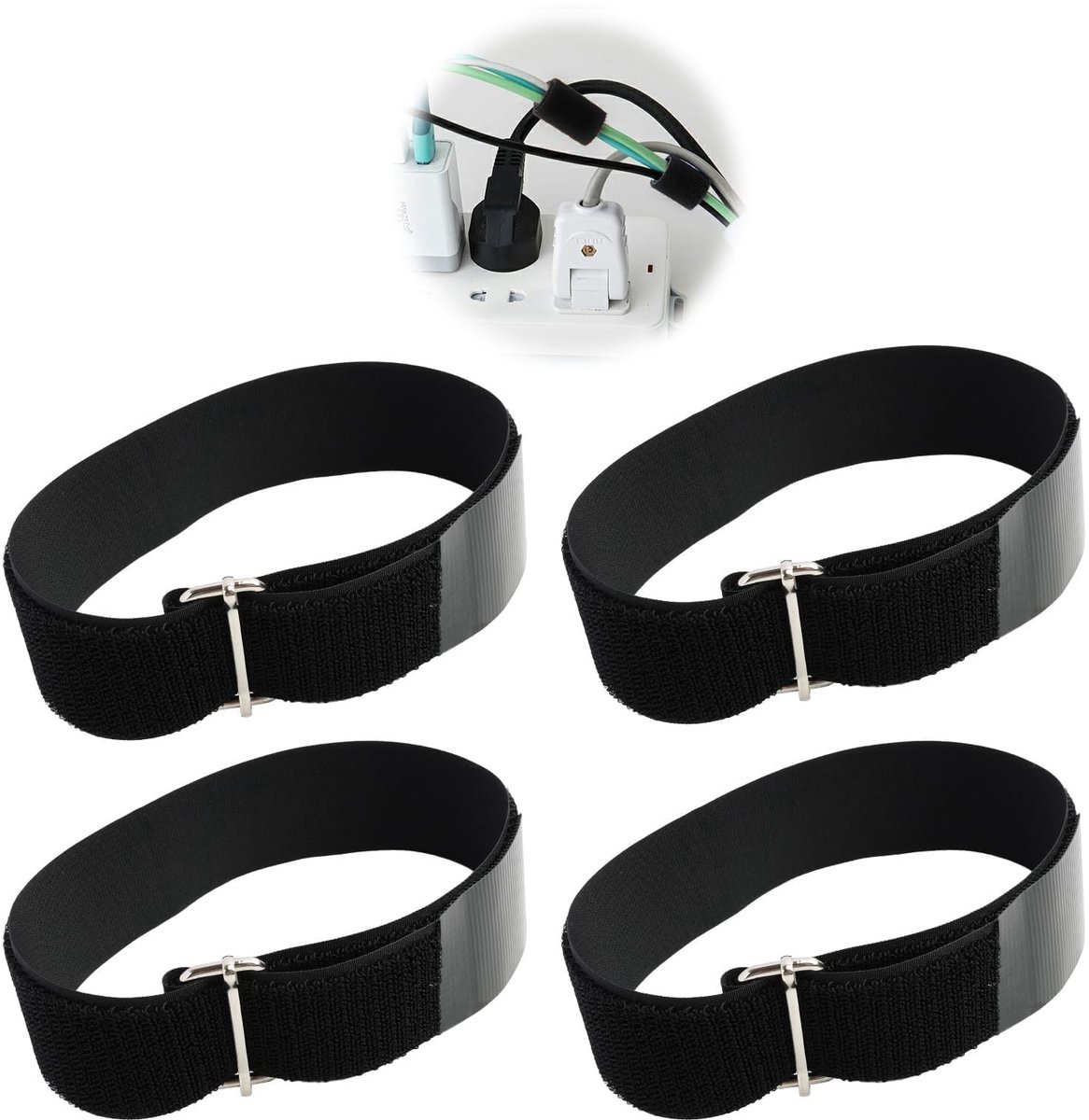 Dailygoods- Klittenbandbanden 50 cm - Extra breed - Antislip - Elastisch - Veiligheid - Siliconen punten voor goede grip - Kabelbinders