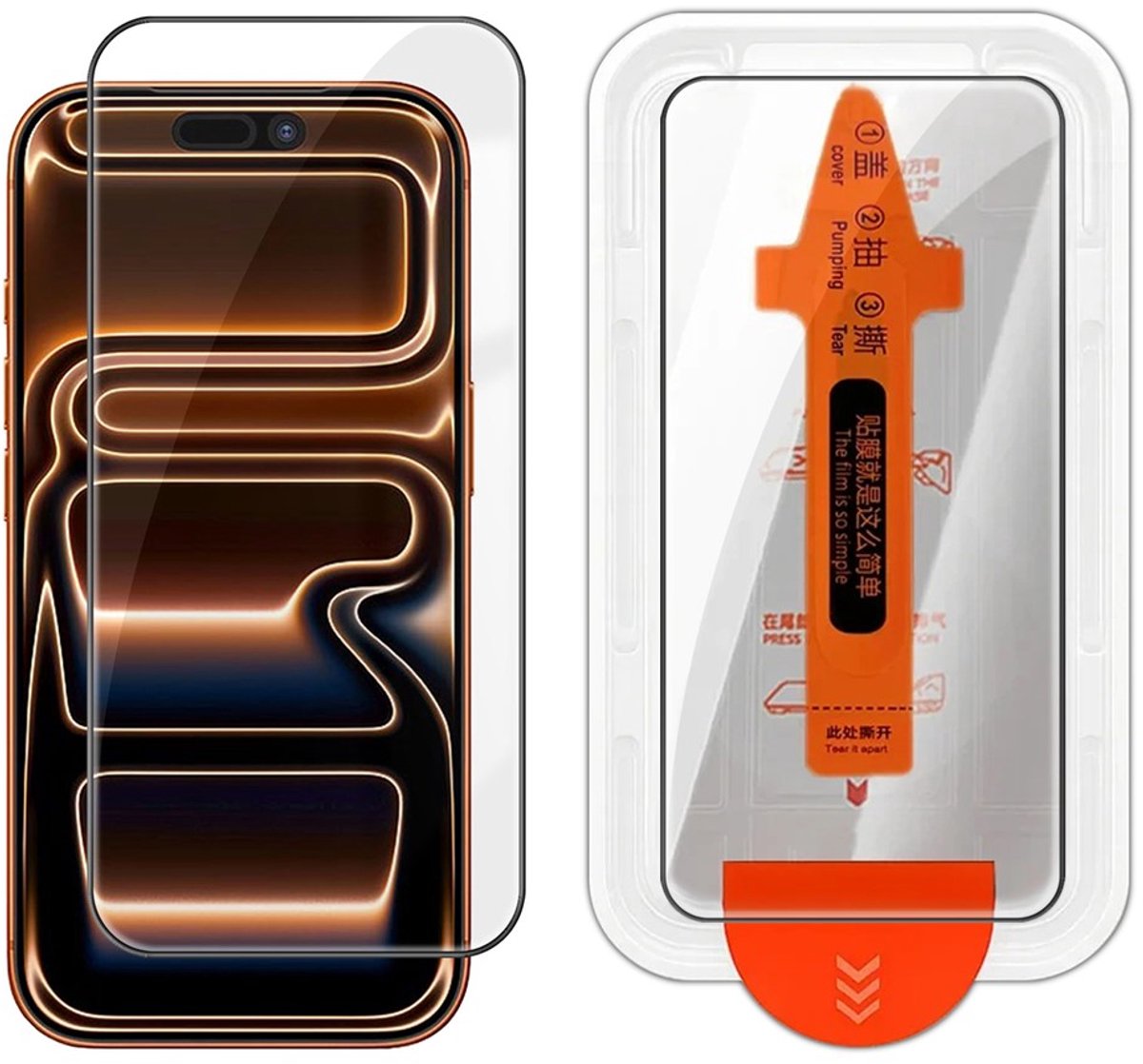 iPhone 17 Pro Max Gehard Glas Screenprotector met Handig Installatieframe – Gemakkelijk en Perfect Aanbrengen