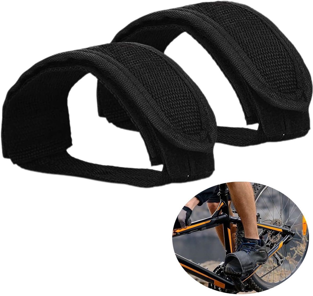 Dailygoods- Pedaalriemen Antislip - Verstelbare Fietsriemen - Teenclips - Universeel - 2 Stuks - 47 x 5 cm - Fietsbanden